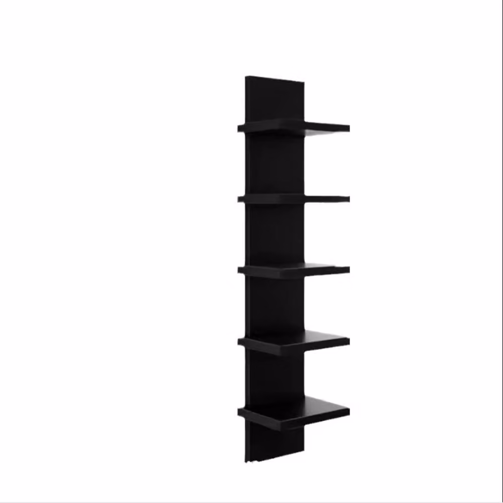 FORGEVIO 5 Tier Black Matt Wall Mounted Floating Storage Shelf Unit – 4