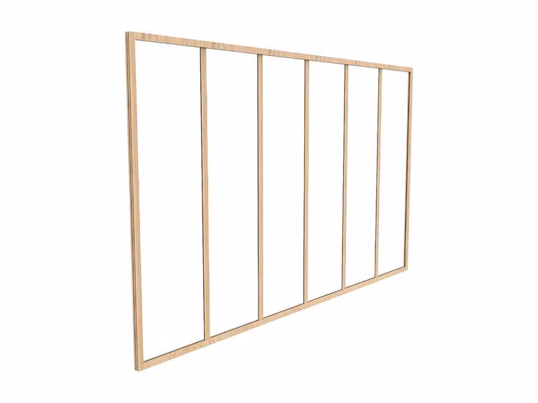 Vente-unique Modern Powder-Coated Aluminium and Glass Partition in Light Oak, W: 180 cm, H: 105 cm