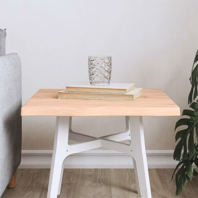 Berkfield Home Untreated Solid Oak Live Edge Table Top, Brown, W/D/H: 40 x 40 x 2 cm