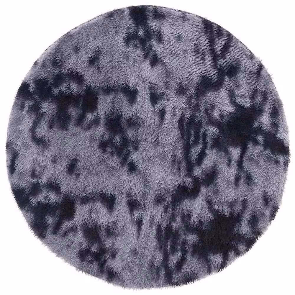 Berkfield Home NAVARRA Shaggy High Pile Round Rug, Dark Grey, Diameter: 160 cm – 2