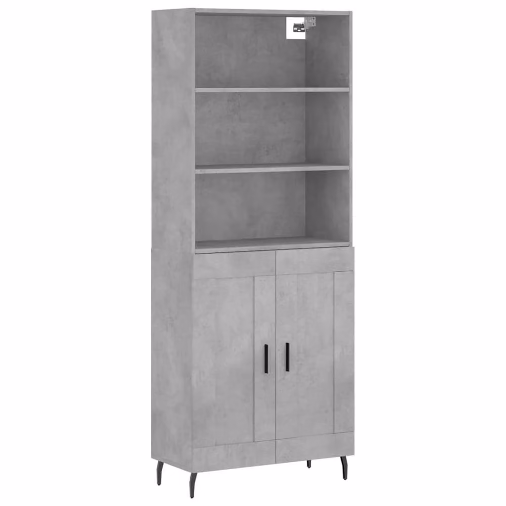 Berkfield Home Highboard in Concrete Grey with Hinged Doors and Internal Shelves, W/D/H: 69.5 x 34 x 180 cm – 3