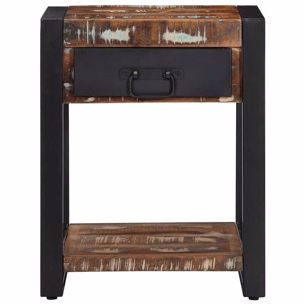Berkfield Home Multicolour Reclaimed Solid Wood Side Table, W/D/H: 40 x 40 x 50 cm – 2