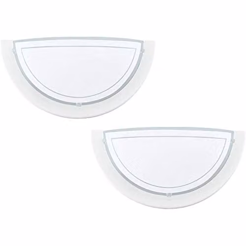 Loops 2 Pack Modern White Wall Lights with Transparent Glass Shades and E27 Bulb Compatibility