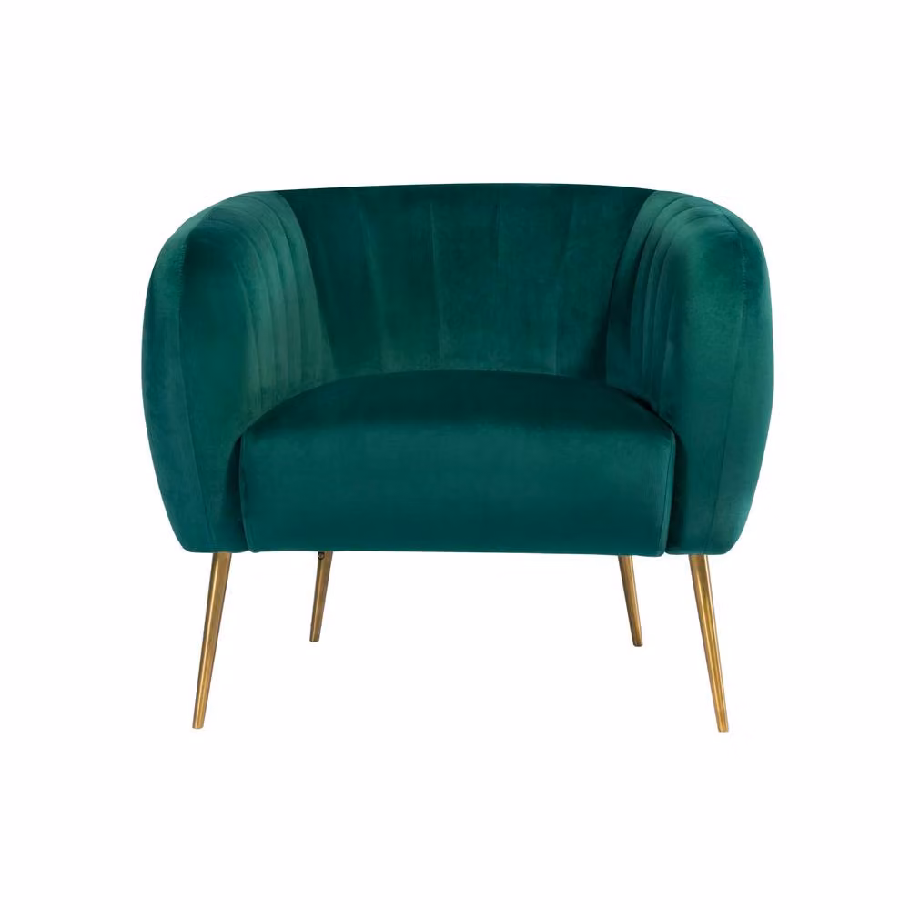 Artemis Home Matilda Green Velvet Tub Accent Chair with Armrests and Solid Wood Frame – 2