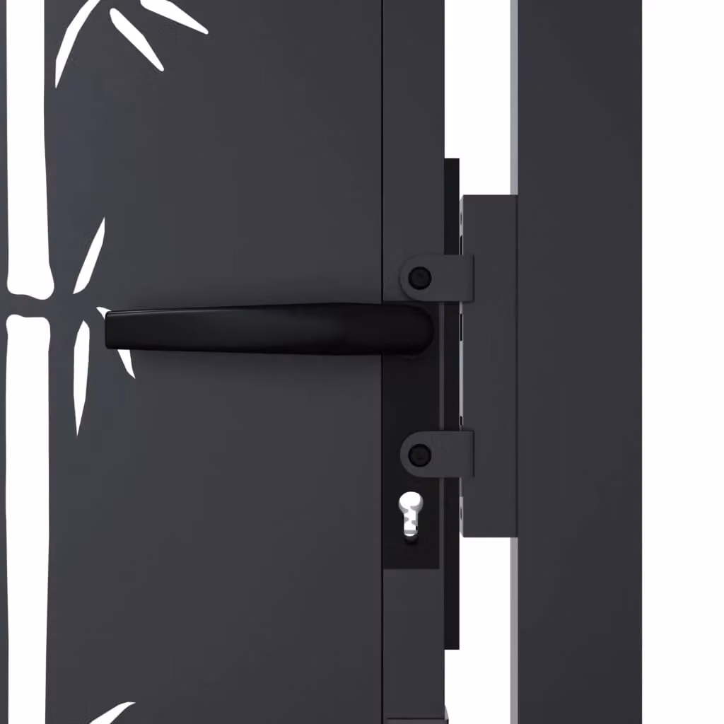 Berkfield Anthracite Steel Garden Gate with Bamboo Design, W: 105 cm, H: 130 cm – 4