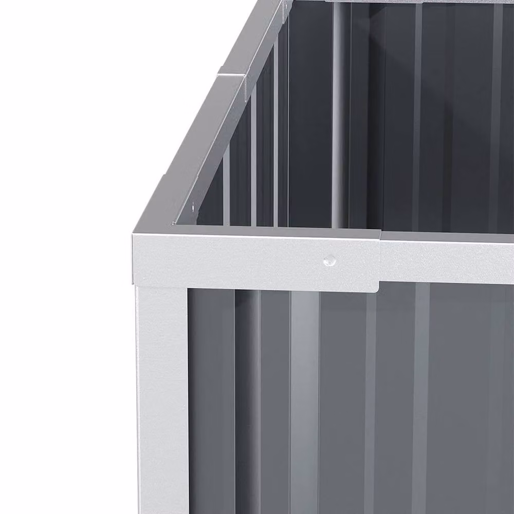 FLAVORA Grey Galvanised Steel Raised Garden Bed W: 240 cm, D: 80 cm, H: 45 cm – 5