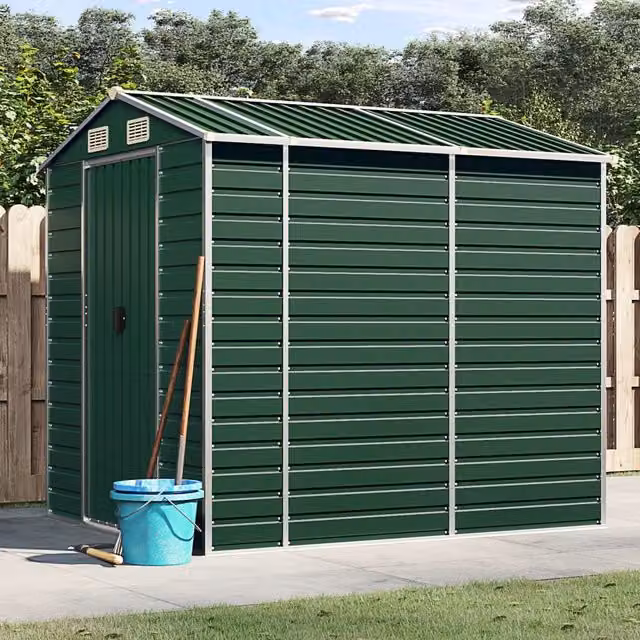 Berkfield Home Green Galvanised Steel Garden Pent Shed W/D/H: 191 x 215 x 198 cm