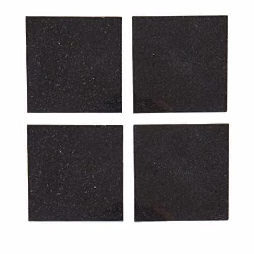 Creative Tops Set of 4 Round Black Granite Coasters with Non-Slip Cork Backing, Diameter: 10 cm – 1