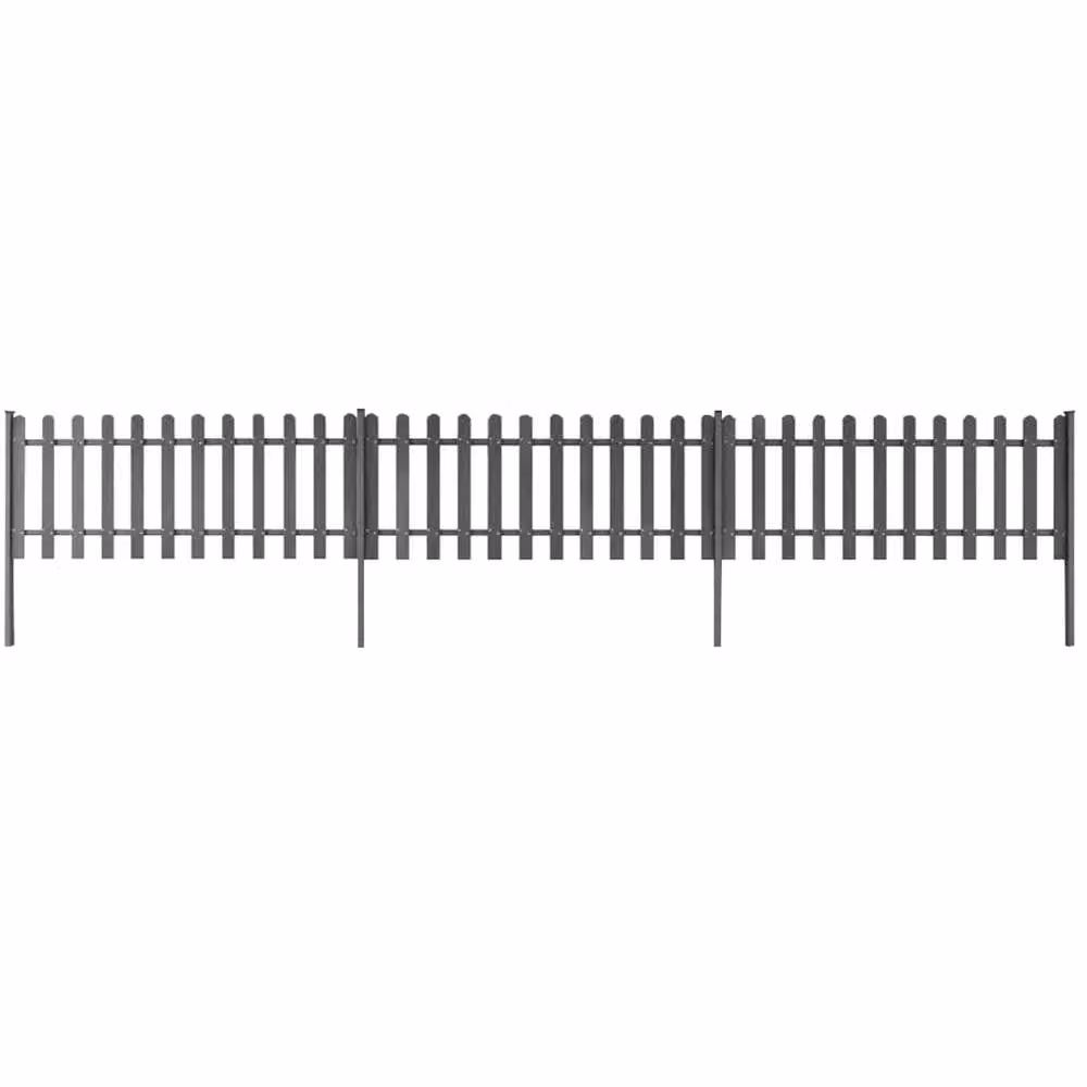 Berkfield Home Grey WPC Picket Fence with Posts, 3 Pieces, W: 600 cm, H: 60 cm – 2