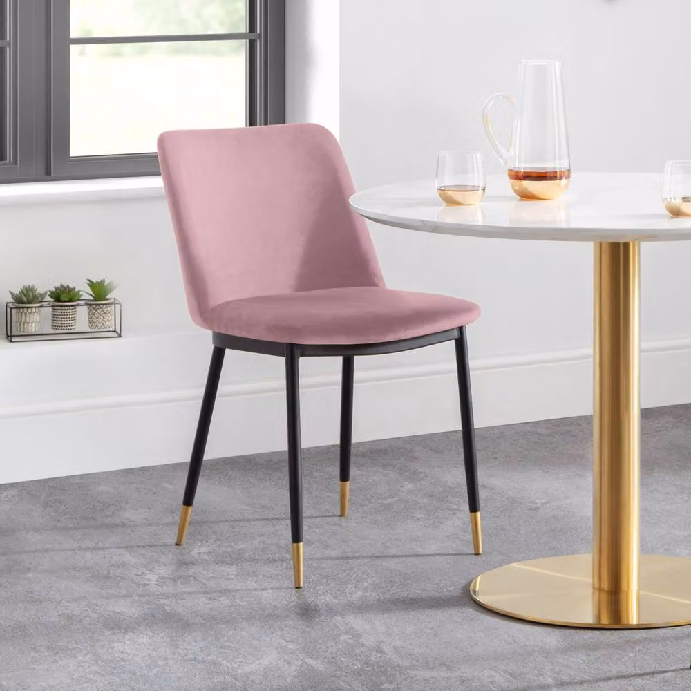 Cheshire Celeste Set of 2 Modern Velvet Dining Chairs in Pink – 3