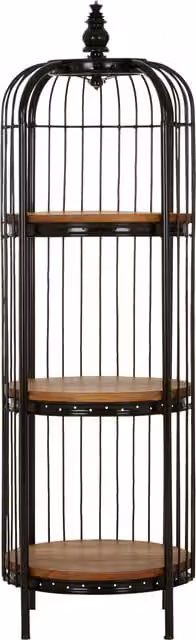Orsina Black Birdcage Shelf Unit with Open Back Design, W/D/H: 56 x 56 x 150 cm – 1