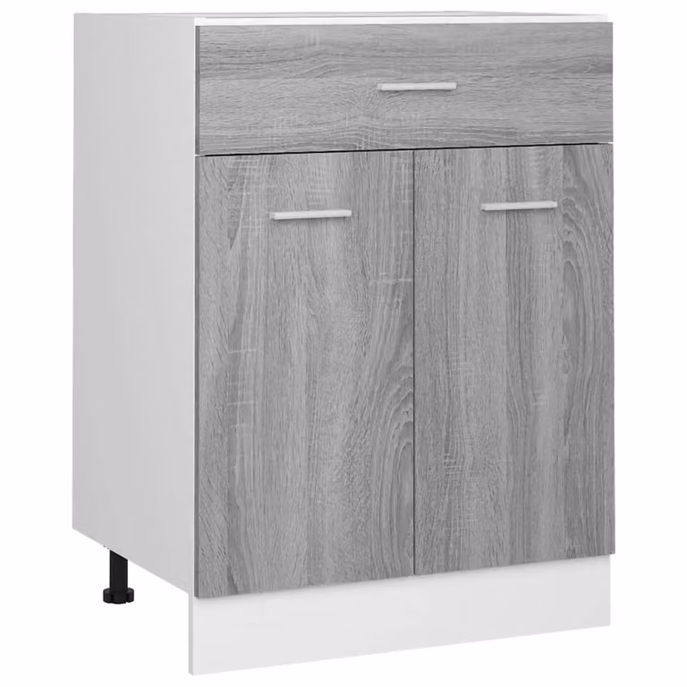 Berkfield Home Grey Sonoma Kitchen Base Unit with Drawers and Hinged Doors, W/D/H: 60 x 46 x 81.5 cm
