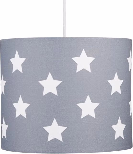 First Choice Lighting Digi Easy Fit Fabric Pendant Shade in Dark Grey with White Stars Digital Print