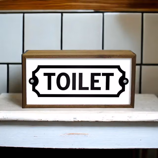 Echo Three Retro LED Light Box Toilet Sign in Brown