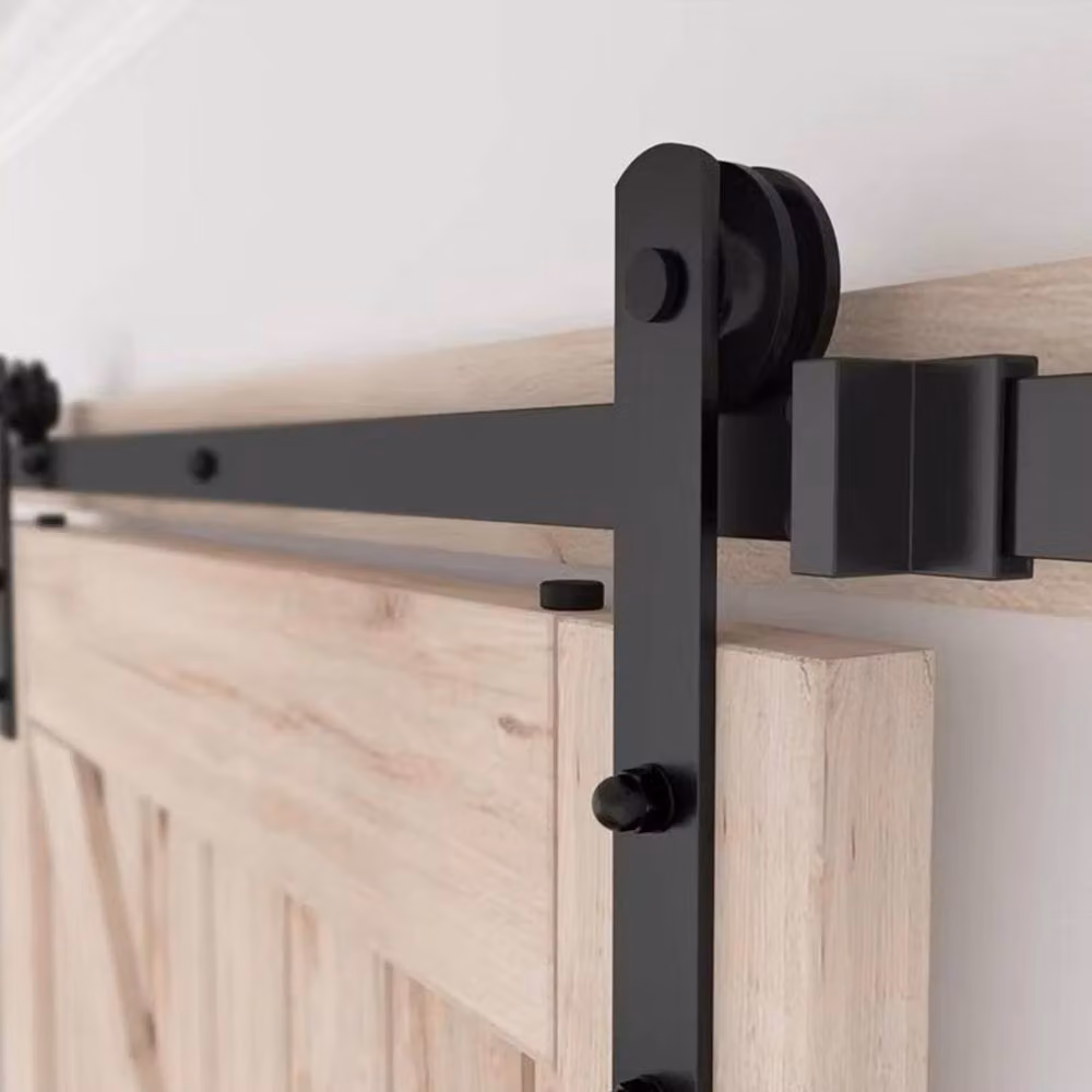 Hinsinc 6.6ft Sliding Wood Barn Door Track System Kit in Black Powder Coated Steel – 5