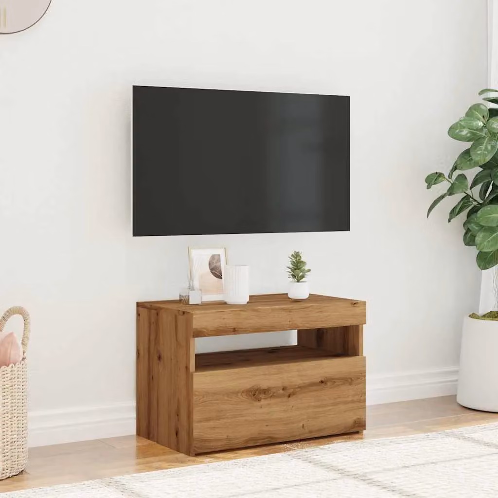 Berkfield Home Artisan Oak TV Cabinet with Integrated LED Lights, Brown, W/D/H: 60 x 35 x 40 cm – 4