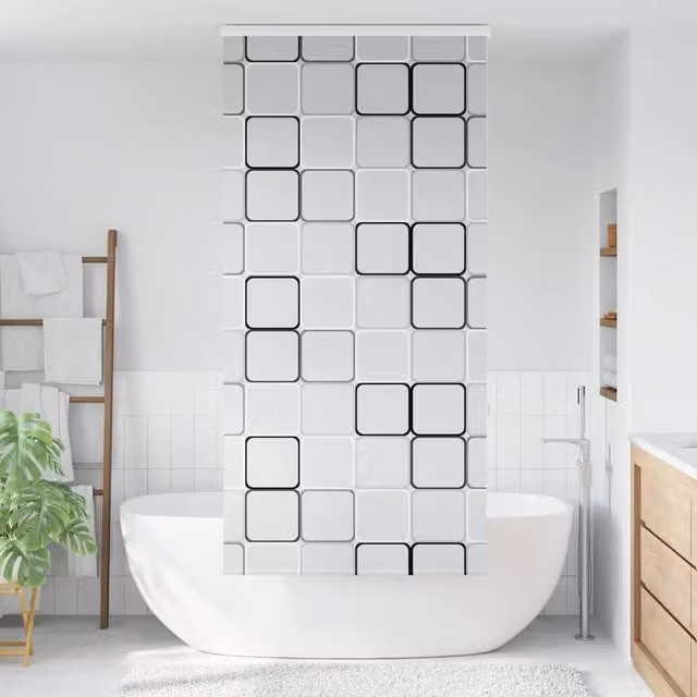 Berkfield Home Shower Roller Blind with Cassette, White and Multicolour, W: 110 cm, H: 240 cm