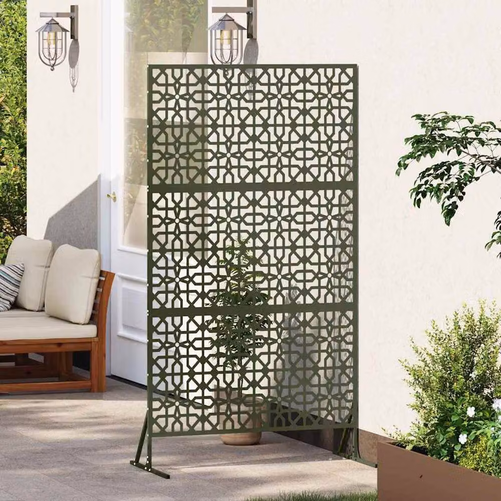 Berkfield Home Rectangular Privacy Screen in Green Steel, W: 100 cm, D: 50 cm, H: 180 cm – 3