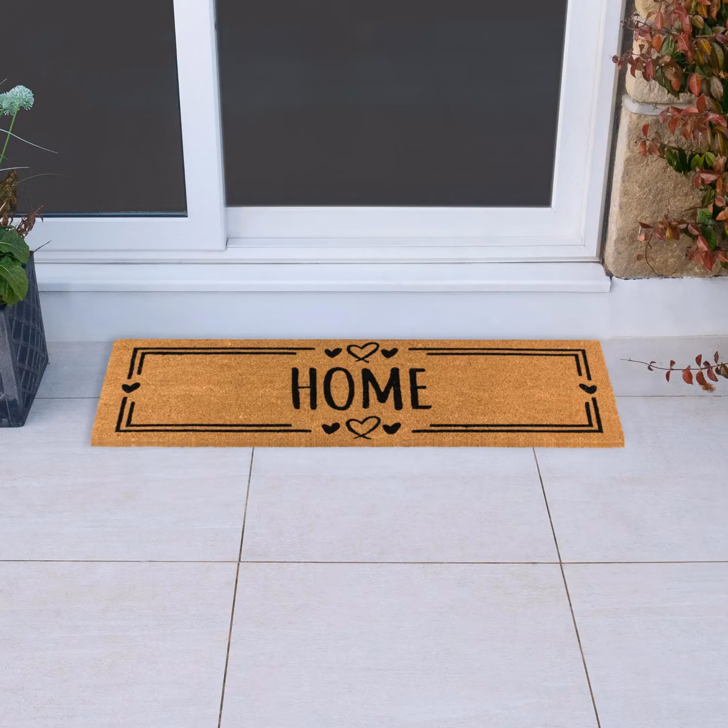JVL Brown Coir and Rubber Non-Slip Weatherproof Doormat and Runner Set, W/D/H: 40 x 120 x 1.5 cm – 5