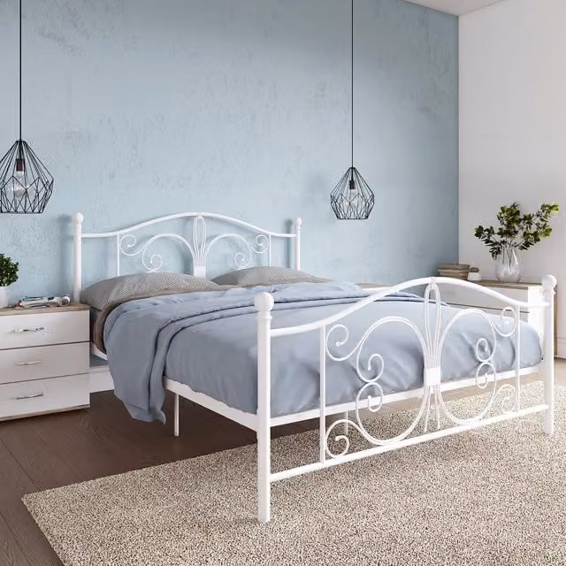 Dorel Home Bombay Metal Bed in White, W/D/H: 140 x 200 cm
