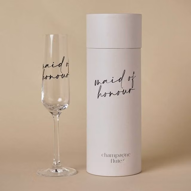 Widdop and Co Maid of Honour Champagne Flute Glass in Transparent and Black – 1