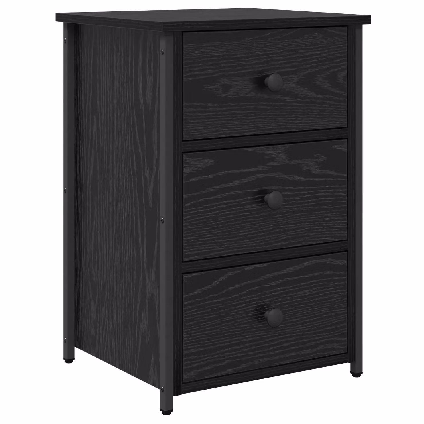 Berkfield Home Black Oak Nightstand in Black MDF and Metal – 2
