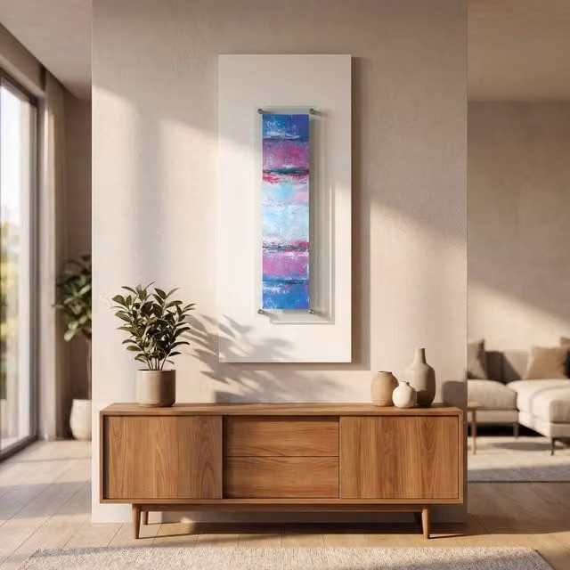 Orsina Abstract Blue and White Framed Wall Art – 1