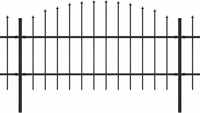 Berkfield Black Steel Spear Top Garden Fence