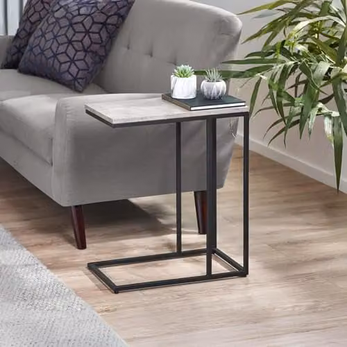 Julian Bowen Staten Concrete Effect Drinks Table in Black and Grey, W/D/H: 60.0 x 50.0 x 30.0 cm – 1