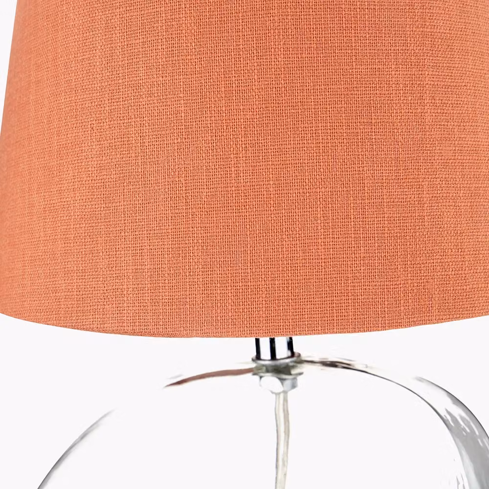 Ruma Set of 2 Hallie Table Lamps with Clear Glass and Orange Terracotta Ceramic Shades – 3