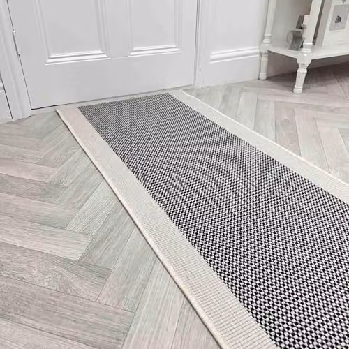 runrug Vichy Reversible Indoor/Outdoor Hallway Runner Rug, Black, W: 70 cm, L: 180 cm – 1