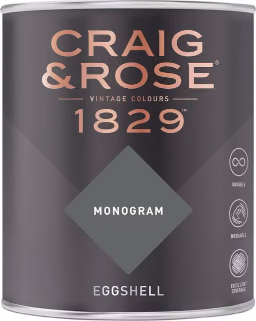 Craig and Rose Monogram Eggshell Paint in Grey