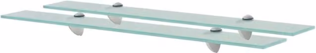 Berkfield Home Floating Glass Shelves, 2 Piece Set, Clear, W: 70 cm, D: 20 cm, H: 0.8 cm