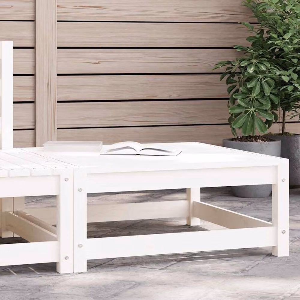 Berkfield Home Rustic White Garden Footstool in Solid Pine, W/D/H: 70 x 70 x 30 cm – 2