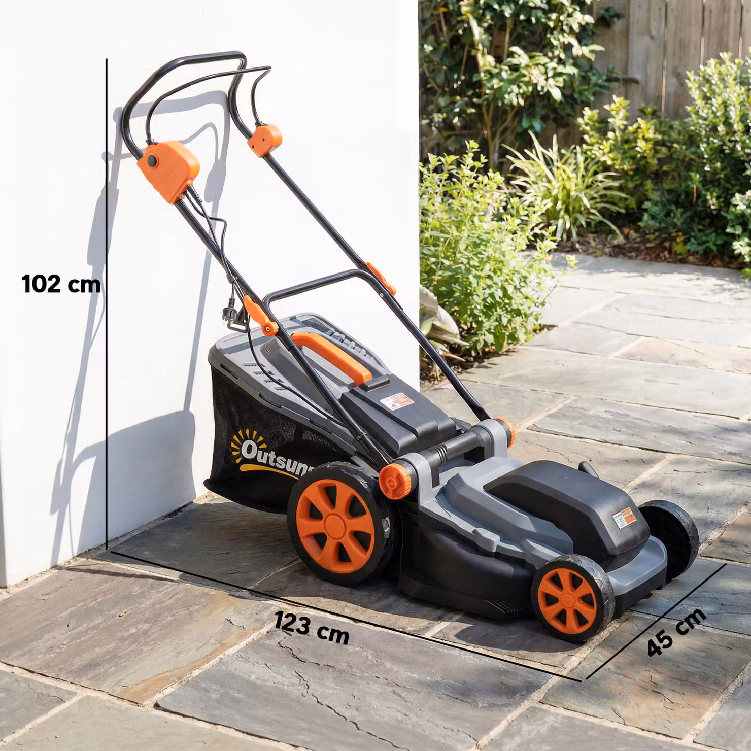 Outsunny 1800W Electric Lawnmower with 40cm Cutting Width, Mulching Kit and 50L Grass Collection Bag – 3