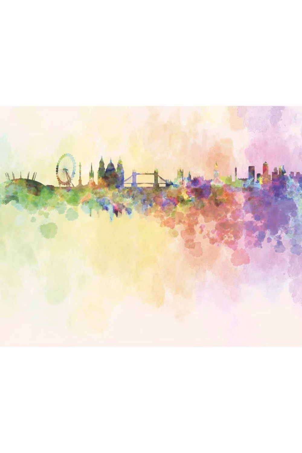 Origin Murals Watercolour London Skyline Multicolour Wall Mural W: 300 cm, H: 240 cm – 2