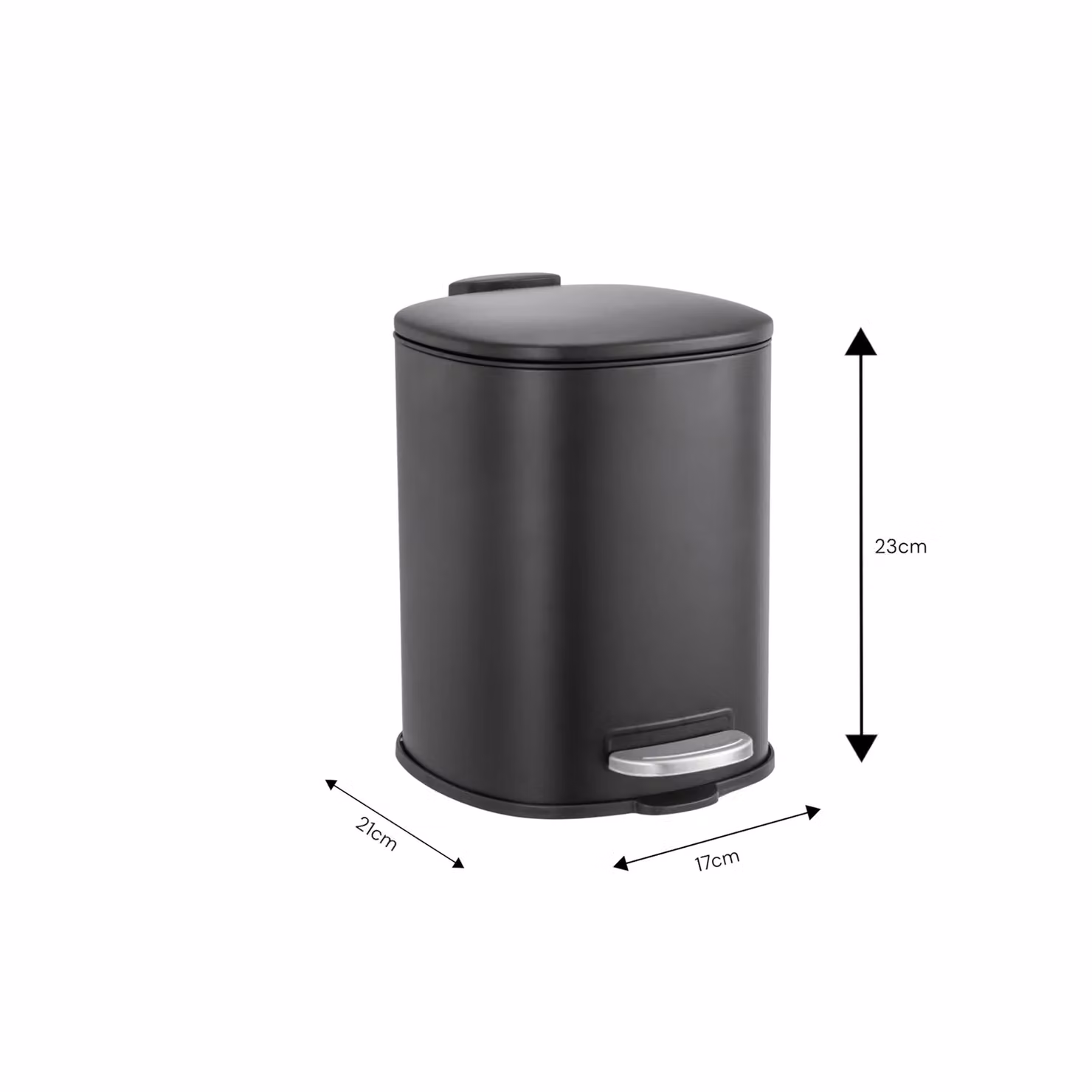 Showerdrape Capri 3L Matt Black Rounded Square Steel Pedal Bin with Removable Inner Bucket and Soft Close – 2