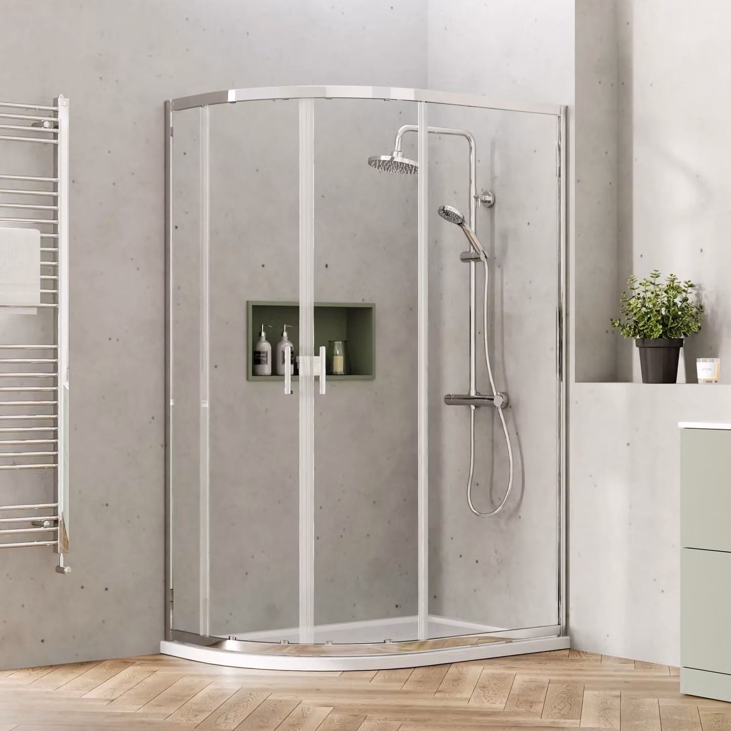 Balterley 6mm Glass Offset Quadrant Corner Shower Enclosure, Silver, W/D/H: 190 x 120 x 80 cm – 2