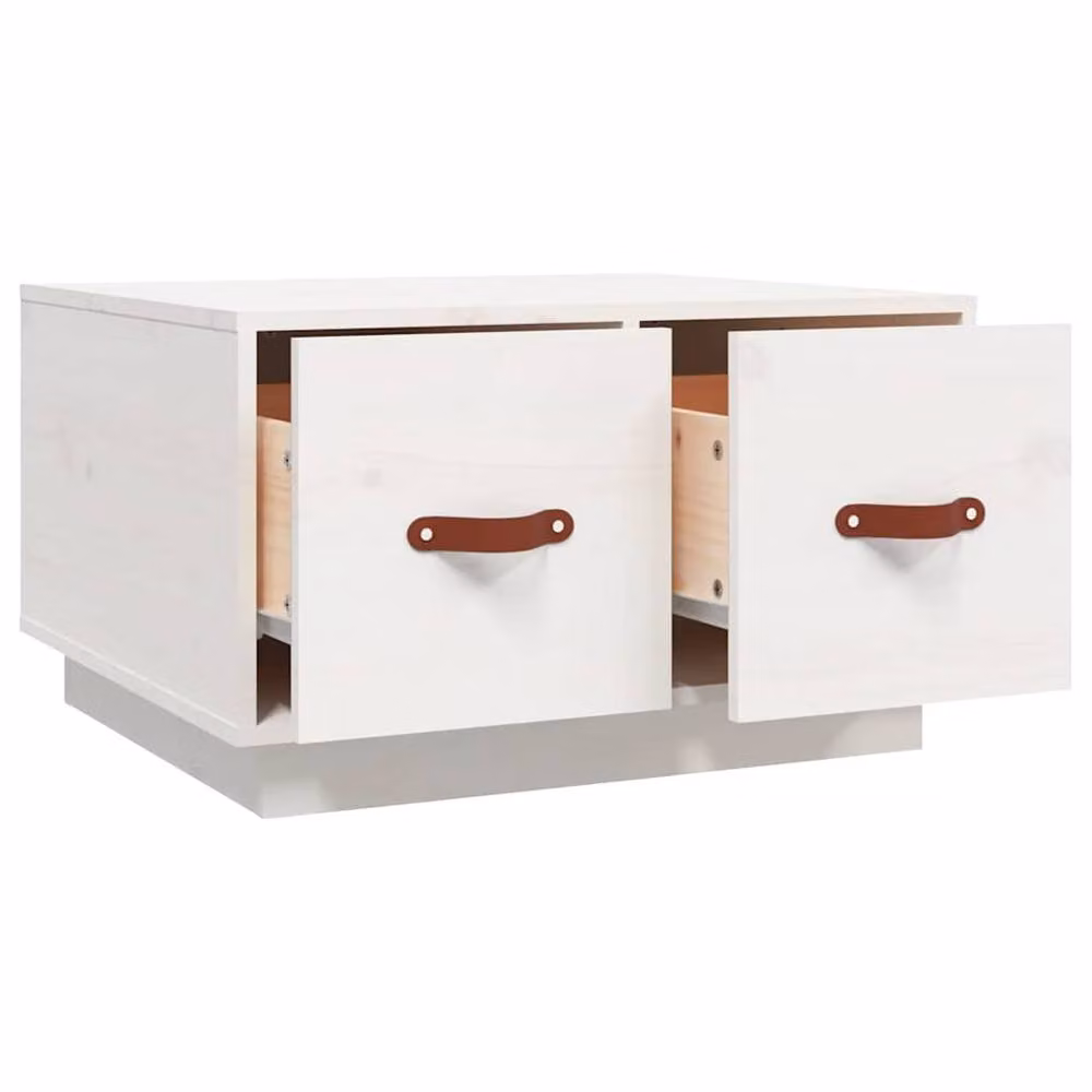 Berkfield Home Beautiful Coffee Table in White Solid Pine, W/D/H: 60 x 53 x 35 cm – 2