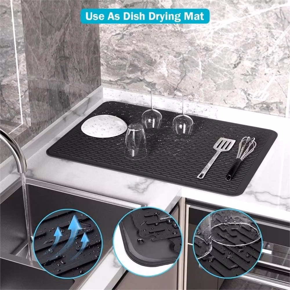 SPETLEK Large Heat Resistant Silicone Counter Mat, Black, W/D: 100 x 100 cm – 3