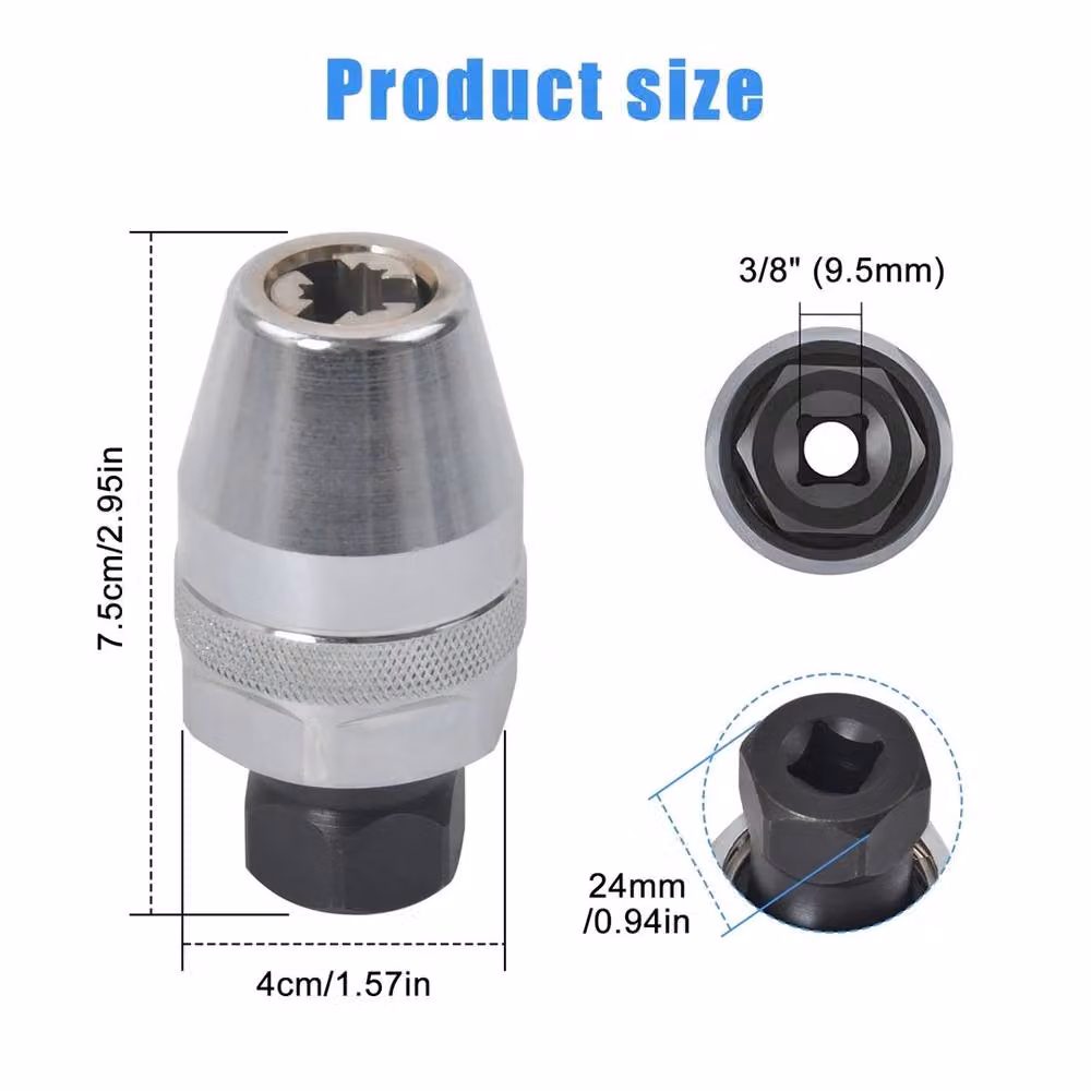 Nordara Impact Stud Bolt Extractor Tool 3/8 inch Drive for 1/4 inch to 1/2 inch Studs, 6-13mm, Silver – 2