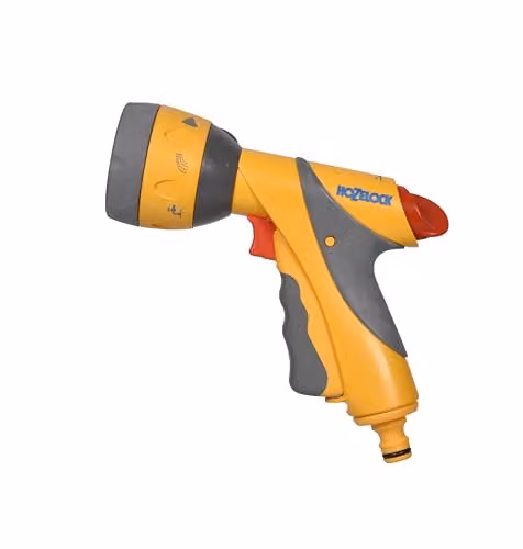 Hozelock Multi-Jet Spray Gun Plus with 6 Spray Patterns and Flow Control in Grey, Red and Yellow – 1