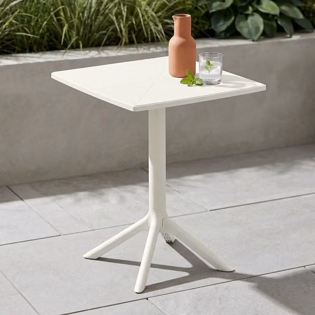 Core Products Square Plastic Garden Bistro Table, White, W/D/H: 60 x 60 x 60 cm