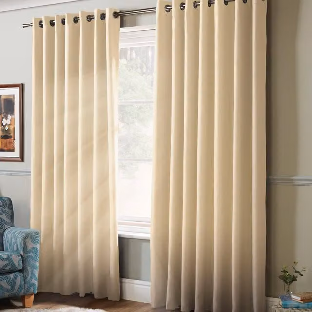 Terrys Beige 100% Blackout Thermal Insulating Eyelet Curtains