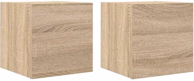 Berkfield Home Wall Mounted TV Cabinets, 2 Piece Set in Sonoma Light Oak, W/D/H: 30.5 x 30 x 30 cm