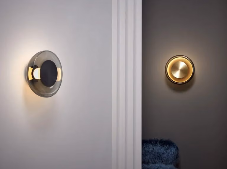 CTO Lighting Pendulum Modern Wall Light in Gold/Brass or Bronze with Transparent Glass