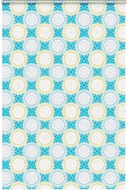 Berkfield Home Black and Turquoise Graphic Opaque Shower Roller Blind with Cassette, W: 150 cm, H: 240 cm