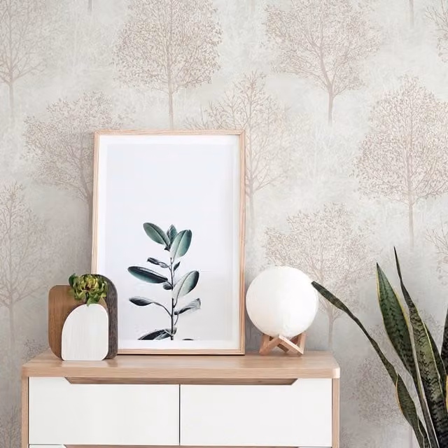 Arthouse Wonderland Textured Botanical Wallpaper in Beige