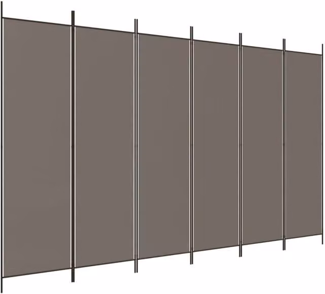 Berkfield Home 6-Panel Fabric Room Divider in Anthracite, W: 300 cm, H: 220 cm