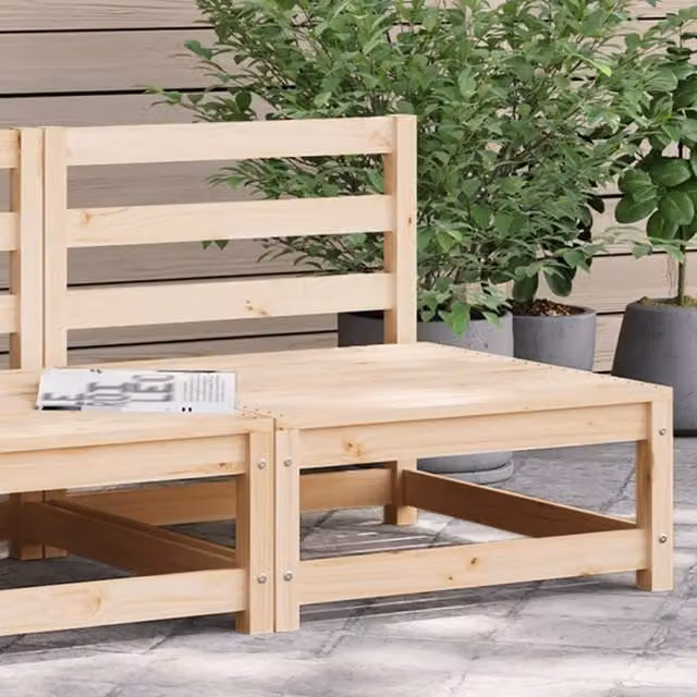 Berkfield Home Armless Garden Sofa in Brown Rustic Solid Pine Wood, W/D/H: 70 x 70 x 67 cm